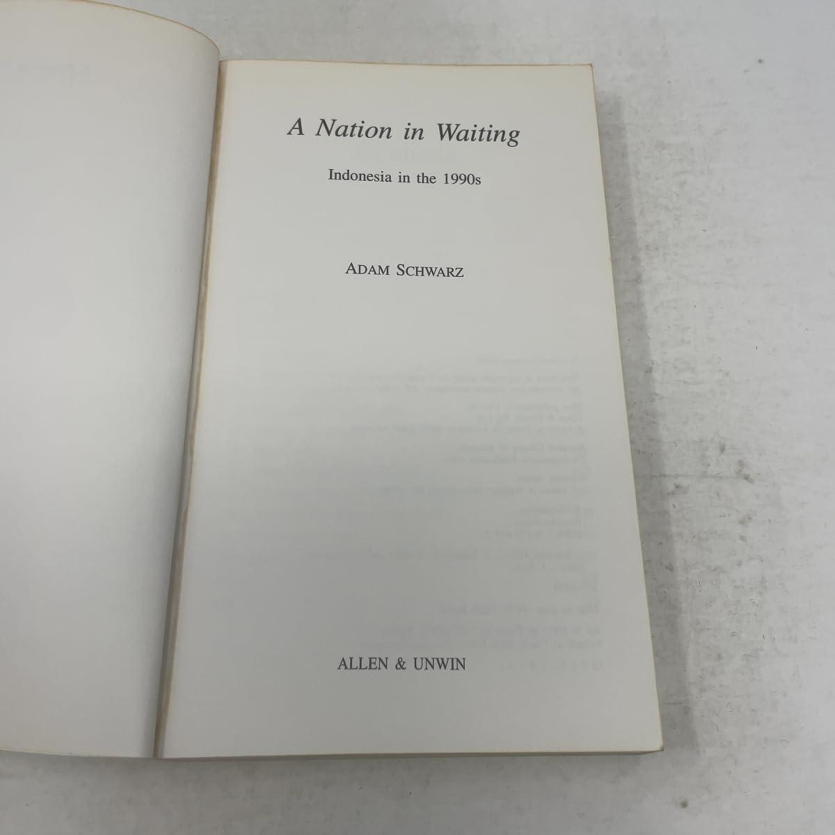 A Nation in Waiting: Indonesia in the 1990s Schwarz, Adam