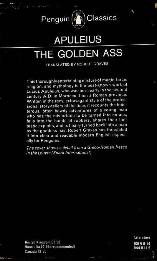 The Transformations of Lucius, Otherwise Known As 'the Golden Ass' Graves, Robert