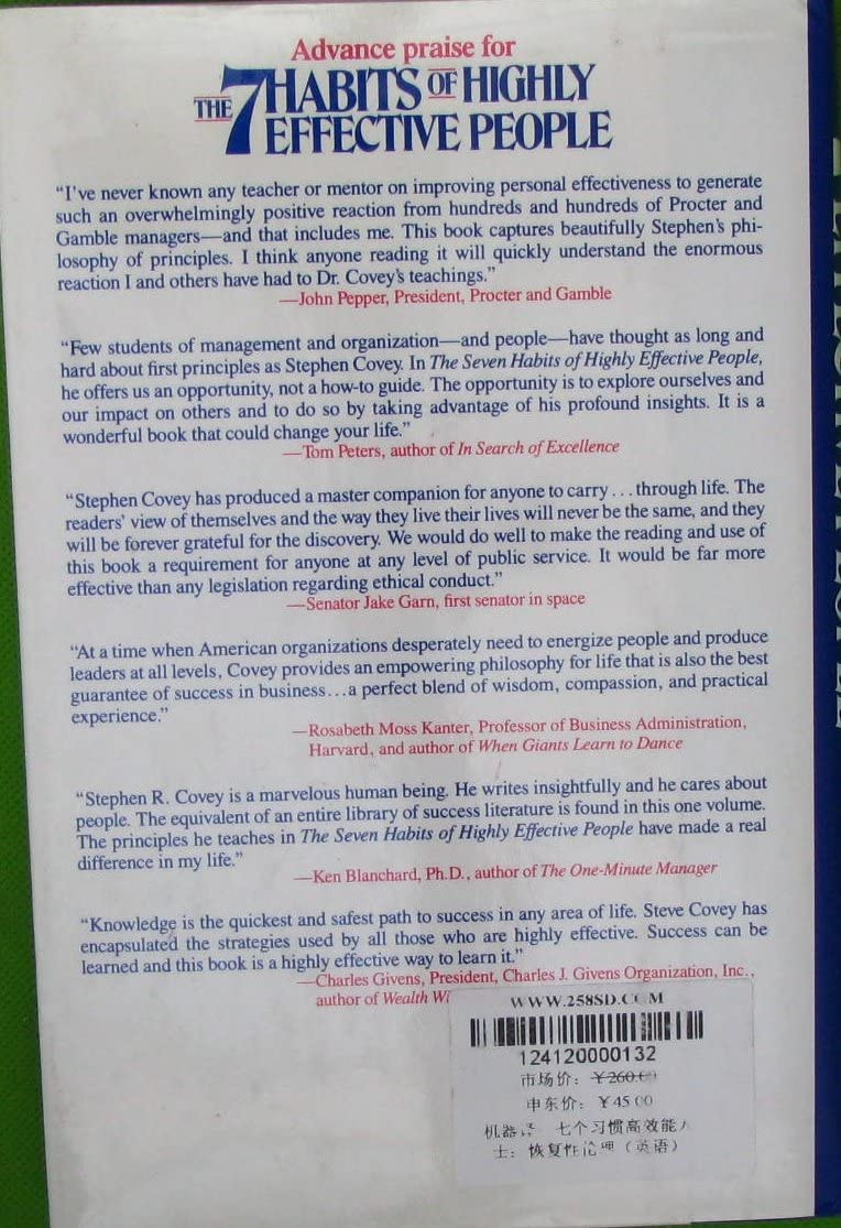 The Seven Habits of Highly Effective People: Restoring the Character Ethic Dr Stephen R. Covey