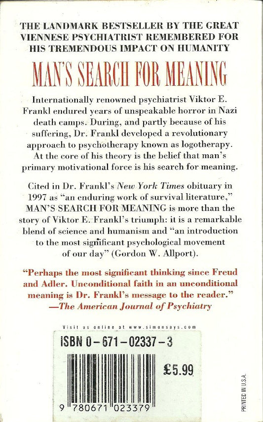 Man's Search for Meaning Frankl, Viktor E.