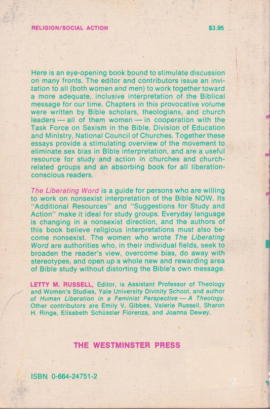 Liberating Word: Guide to Nonsexist Interpretation of the Bible Russell, Letty M.