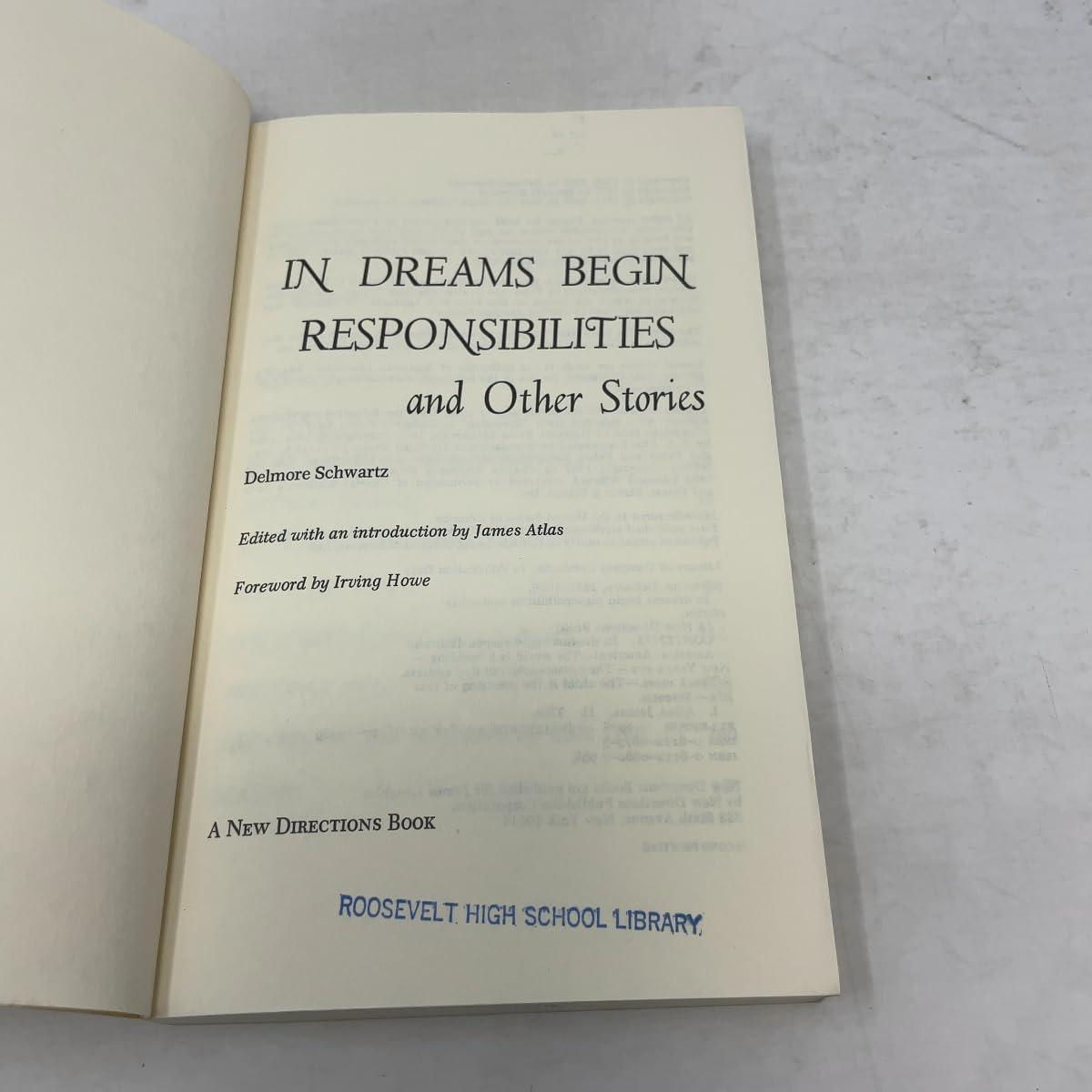 In Dreams Begin Responsibilities and Other Stories Schwartz, D