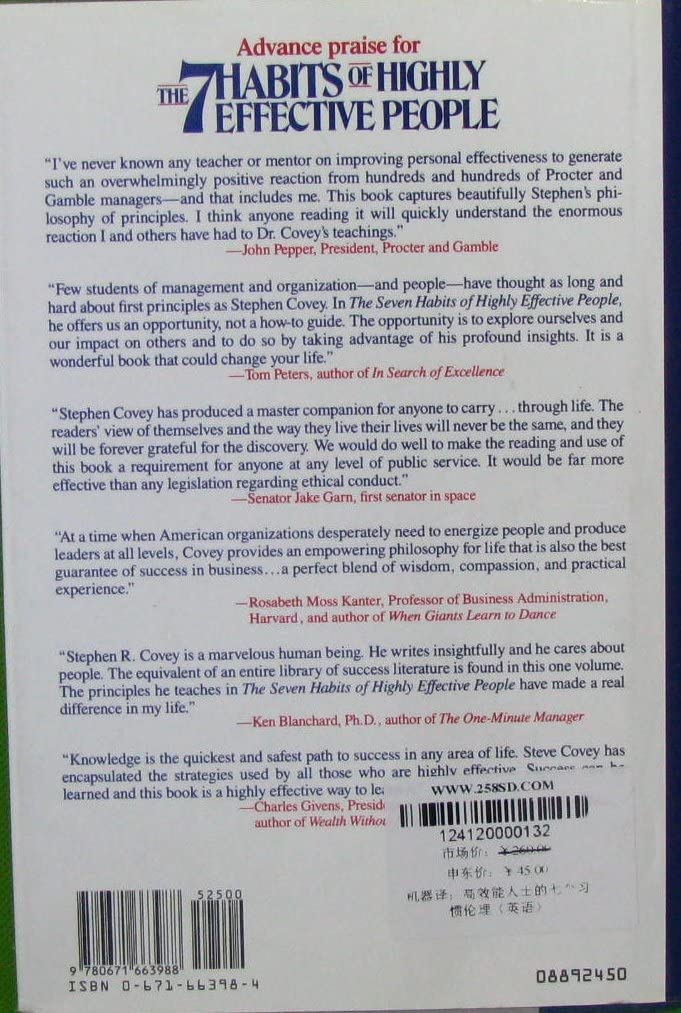 The Seven Habits of Highly Effective People: Restoring the Character Ethic Dr Stephen R. Covey