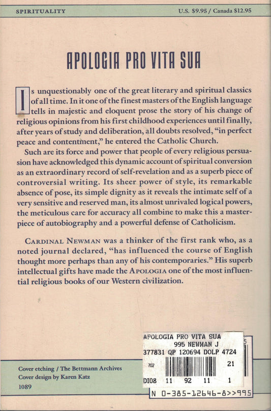 Apologia Pro Vita Sua Newman, John Henry Cardinal