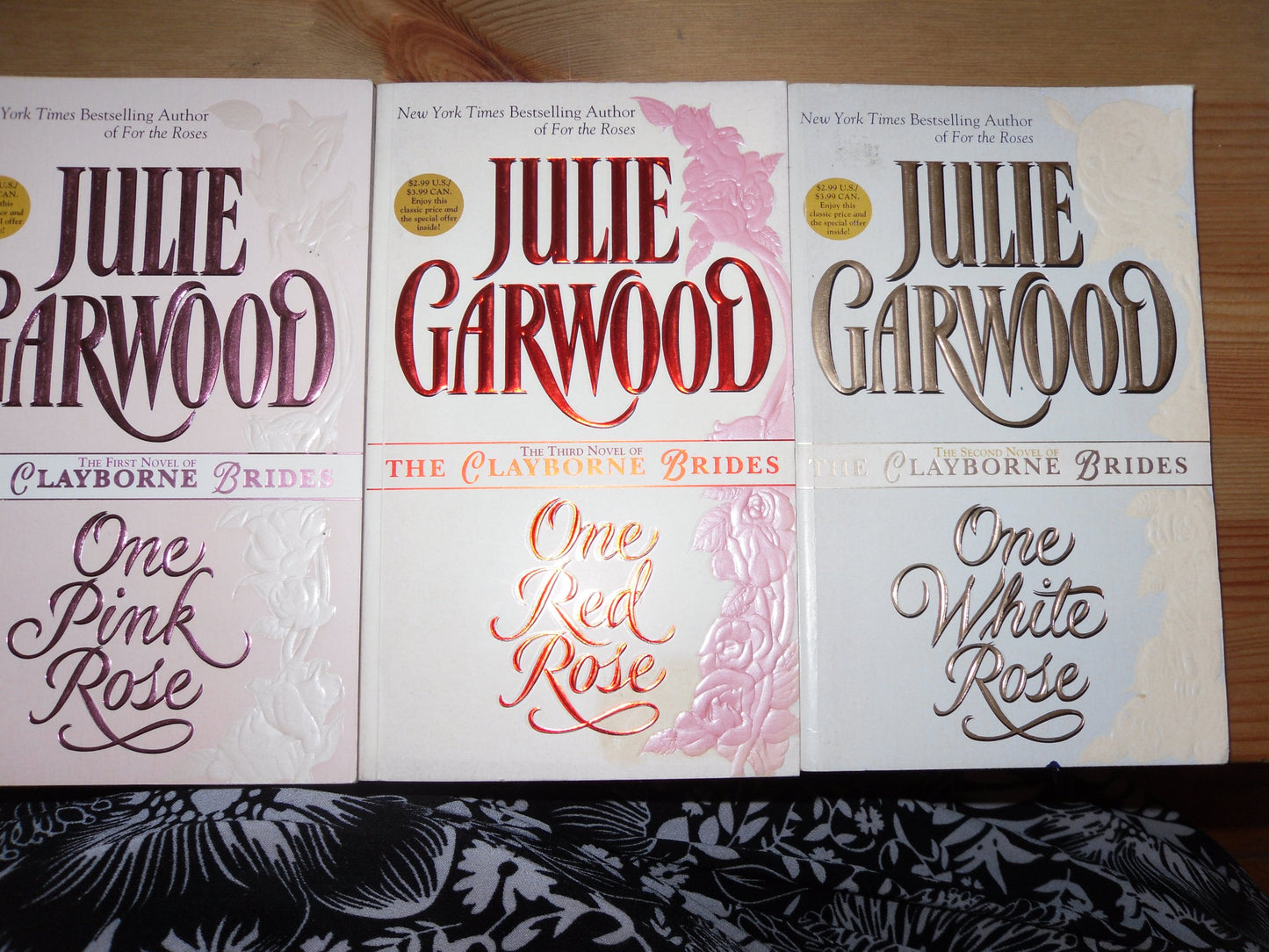 One Pink Rose, One White Rose and One Red Rose