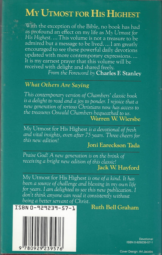 My Utmost for His Highest: Updated Edition: An Updated Edition in Today's Language - the Golden Book of Oswald Chambers [Hardcover] Oswald Chambers