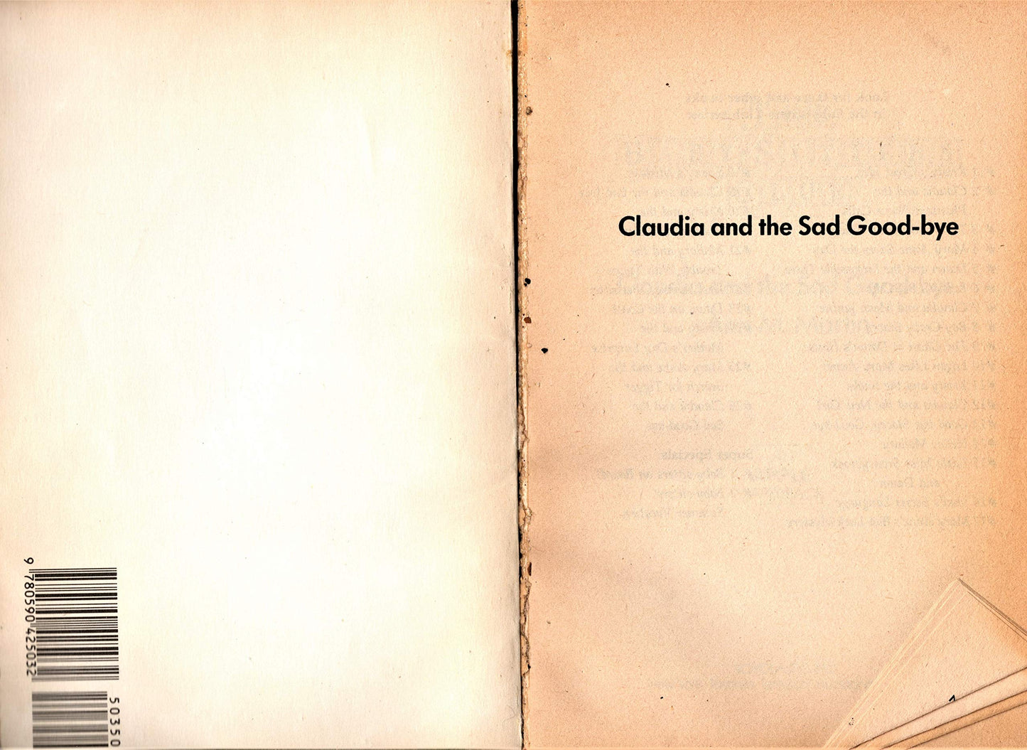 Claudia and the Sad Good-Bye [Paperback]