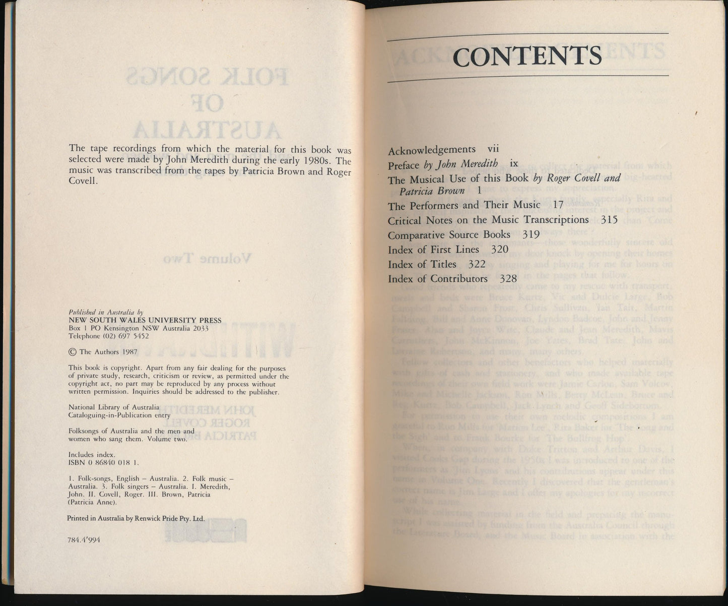 Folk Songs of Australia: And the Men and Women Who Sang Them: 002